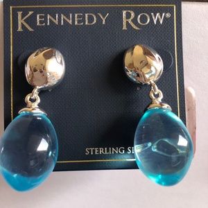 New Silver and blue pierced earrings- well crafted
